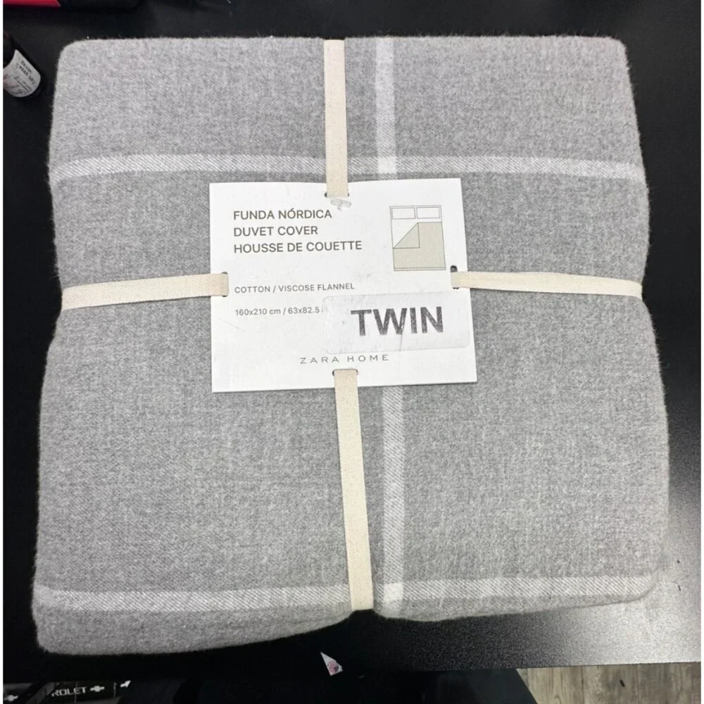 Zara Home Gray Duvet Cover TWIN Bedding 63